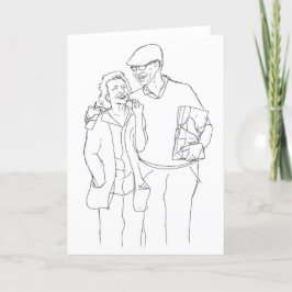 Tarjeta Festiva Aniversario del arte original de la vieja pareja