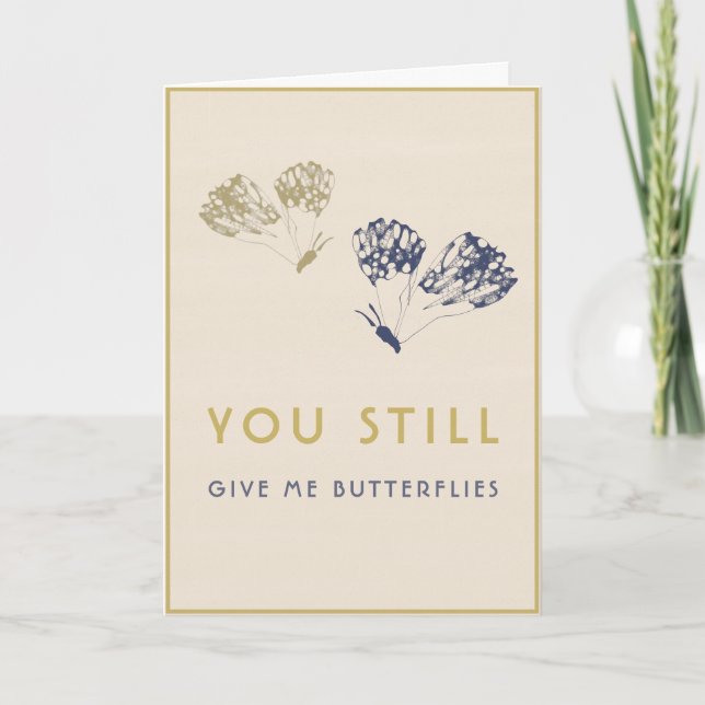 Tarjeta Festiva Aniversario del Boda de las Mariposas de Oro Azul (Anverso)