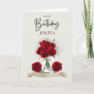 Tarjeta Festiva Aniversario elegante de la Rosa Roja