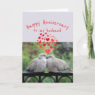 Tarjeta Festiva Aniversario feliz de mi esposo Aves románticas