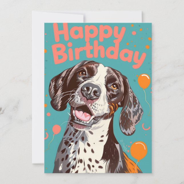 Tarjeta Festiva Aniversario feliz de puntero de Shorthal alemán (Anverso)