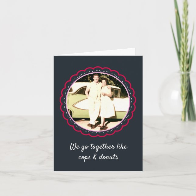 Tarjeta Festiva Aniversario personalizado / Policías y Donuts (Anverso)