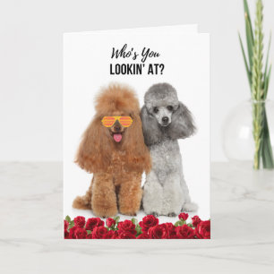 Tarjeta Festiva Aniversario Yappy con Rosas de Pareja de Caniche