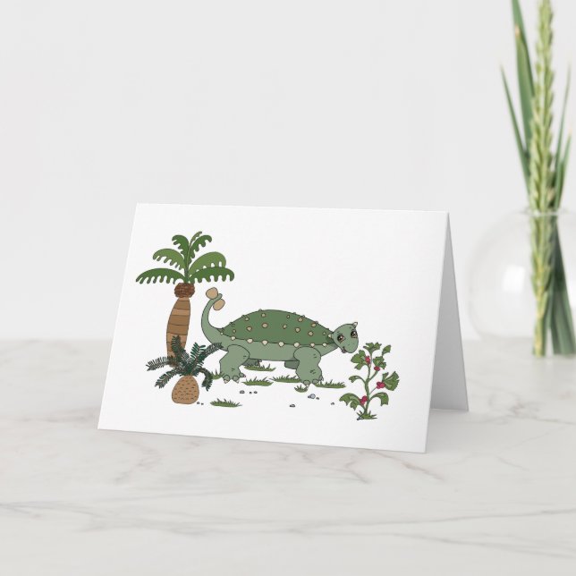 Tarjeta Festiva Ankylosauro Dinosaurio (Anverso)