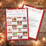 Tarjeta Festiva Año 2023 en revisión Calendario 2024 12 fotos rojo<br><div class="desc">PÓNGASE EN CONTACTO CON EL DISEÑADOR PARA ACTUALIZAR EL CALENDARIO. Envíe saludos navideños a Navidades y sus resúmenes de 2023 Year in Review con una tarjeta de calendario de 2024 con 12 fotos y su elección de saludos en el frente y en la parte posterior (mostrada con MERRY CHRISTMAS y...</div>