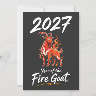 Tarjeta Festiva Año 2027 del Cabra de Fuego Año Nuevo Chino