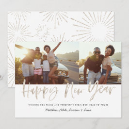 Tarjeta Festiva Año 2 foto moderno guión plateado elegante