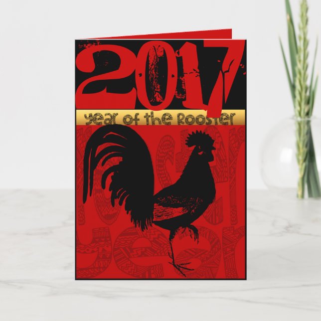 Tarjeta Festiva Año adaptable del gallo 2017 C de saludo (Anverso)