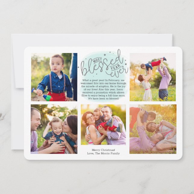 Tarjeta Festiva Año bendito en revisión de color azul | (Anverso)