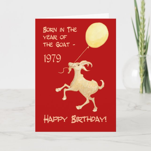 Tarjeta Festiva Año Chino de la Cabra Nacida en 1979 (Anverso)