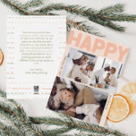 Tarjeta Festiva Año Coral Moderno En Revisión Vertical 3 Foto Feli<br><div class="desc">Envíe cálidos deseos esta temporada de vacaciones con este año de coral único y lindo, moderno, en revisión vertical 3 foto feliz tarjeta de vacaciones. Su diseño es sencillo y minimalista, con elementos inspirados en el boho, en tonos rosa claro, coral pastel, verde salado, rubor y melocotón. Celebrando el espíritu...</div>