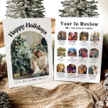 Tarjeta Festiva Año de arte moderno en revisión de Navidades de fo<br><div class="desc">Comparte los momentos favoritos de tu familia del año con nuestra tarjeta de vacaciones de Navidades fotográficos de la familia con el Año del Arco Moderno en Revisión. Este elegante diseño presenta una elegante disposición en arco, perfecta para mostrar una colección de sus preciadas fotos del año pasado. Cada imagen...</div>