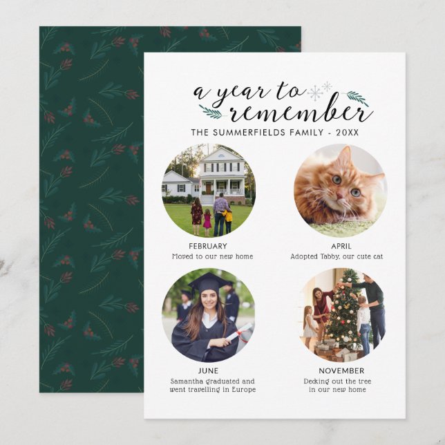 Tarjeta Festiva Año de Collage de fotos familiar de navidades en i (Anverso / Reverso)