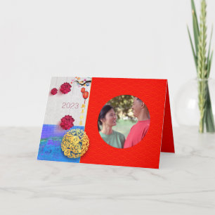 Tarjeta Festiva Año de Conejo Chino 2023 Añadir fiesta de la famil