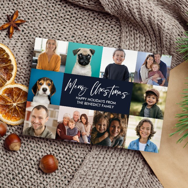 Tarjeta Festiva AÑO DE navidades EN REVISIÓN 10 FESTIVAS DE FOTOS (10 instagram famiily photo editable colors merry christmas card year in a review, )