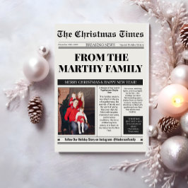 Tarjeta Festiva Año de periódico en Navidades de Collage de fotos 