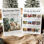 Tarjeta Festiva Año de periódico en Navidades fotográficos familia<br><div class="desc">Nuestra plantilla de tarjetas de revisión de Año es la manera perfecta de compartir con familiares y amigos los momentos destacados, recuerdos e hitos del año pasado. Diseñada como una tarjeta de vacaciones única y divertida para Navidades al estilo de un periódico 'Year in Review', esta tarjeta incluye una colección...</div>