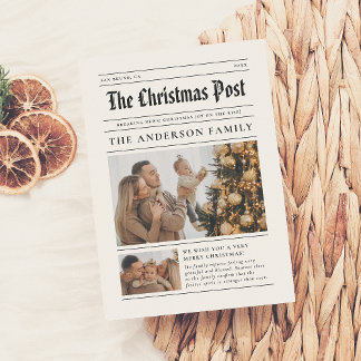 Tarjeta Festiva Año De Periódico navidades En Reseña De 7 Fotos