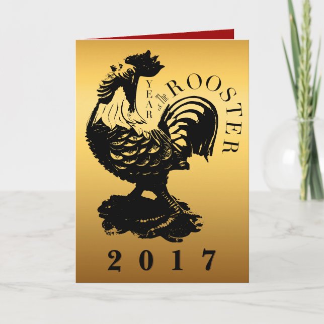 Tarjeta Festiva Año de personalizado de gallo chino Aniversario Zo (Anverso)