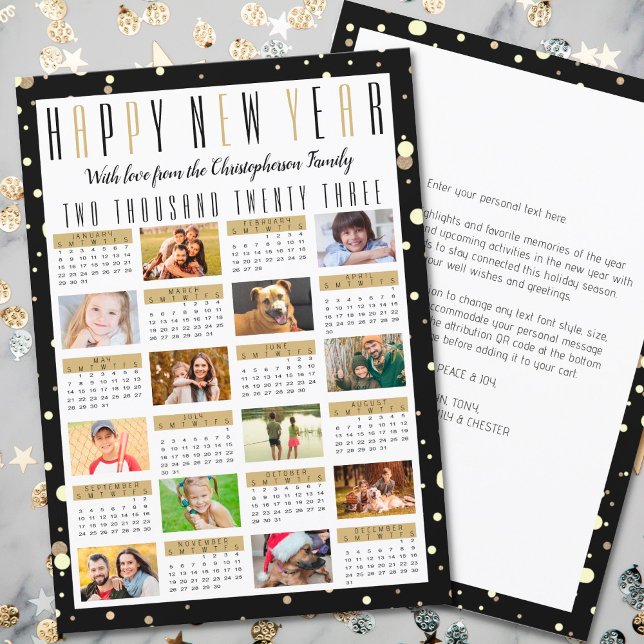 Tarjeta Festiva Año de revisión 2023 Calendario 12 Foto Año nuevo (Subido por el creador)