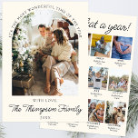 Tarjeta Festiva Año De Revisión Del Collage De Los Navidades De Fo<br><div class="desc">Captura lo más destacado de tu año con nuestro año fotográfico natural blanco y negro en la revisión de la tarjeta de vacaciones Collage de Navidades fotográficos "What A Year". Perfecto tanto para familias como para empresas, esta tarjeta de vacaciones combina el encanto de un boletín de Navidades familiares con...</div>