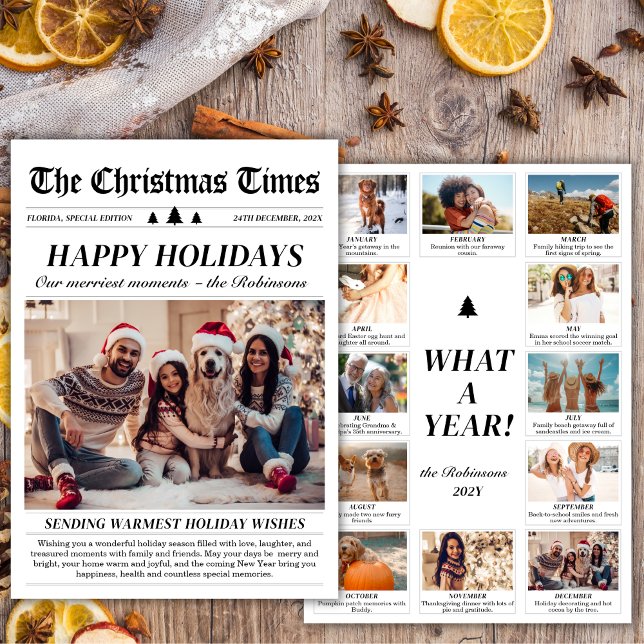 Tarjeta Festiva Año de revisión foto única de familia de periódico (Subido por el creador)