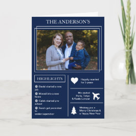 Tarjeta Festiva Año de revisión | Navidades azules Infografía