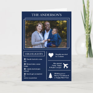 Tarjeta Festiva Año de revisión   Navidades azules Infografía