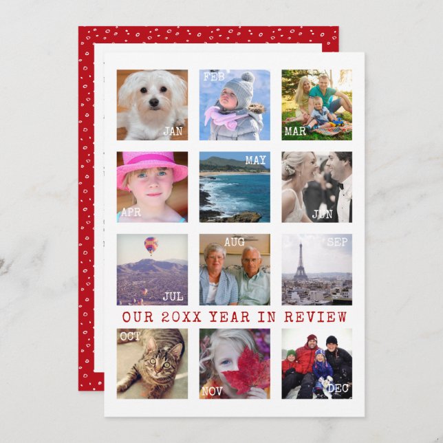 Tarjeta Festiva Año de vacaciones en revisión | Personalizado 12 C (Anverso / Reverso)