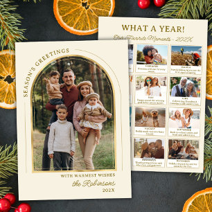 Tarjeta Festiva Año del Arco de Oro Moderno en el Collage de fotos