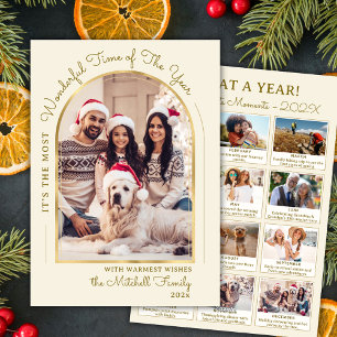 Tarjeta Festiva Año del Arco de Oro Moderno en el Collage de fotos