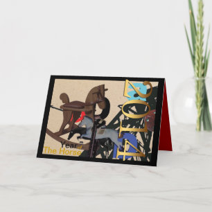 Tarjeta Festiva Año del caballo 2014 - Collage de Dada - Saludos