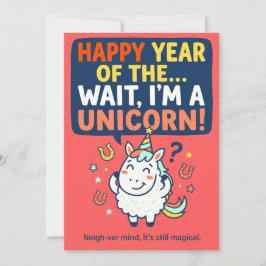 Tarjeta Festiva Año del Caballo Unicornio Divertido