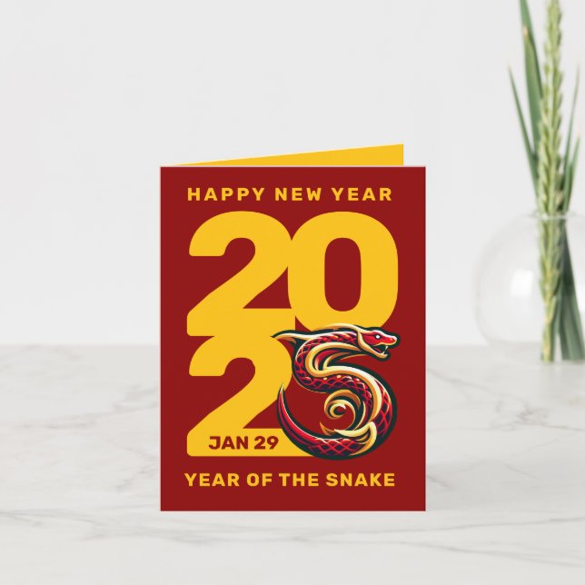 Tarjeta Festiva Año del Oro Rojo de la Serpiente 2025 (Anverso)