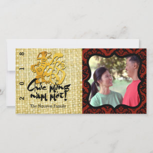 Tarjeta Festiva Año del perro 2018 Foto de bienvenida en vietnamit