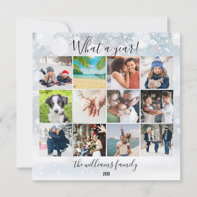 Tarjeta Festiva Año En Reseña 12 Foto Qué Año Pasa De Nieve (Anverso)
