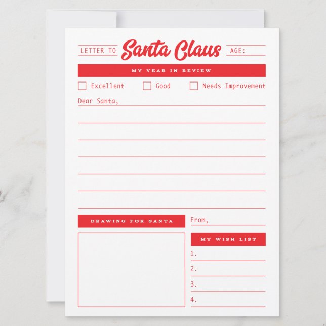 Tarjeta Festiva Año en reseña de Santa Carta (Anverso)