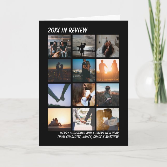 Tarjeta Festiva Año En Revisión 12 Navidades de fotografía festivi (Anverso)