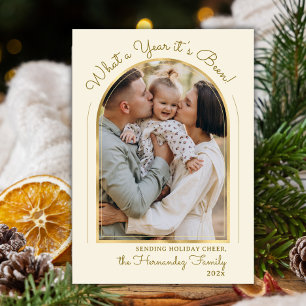 Tarjeta Festiva Año en revisión Collage de fotos de arco de guione