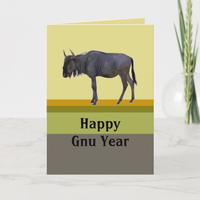 Tarjeta Festiva Año feliz del Gnu (Anverso)