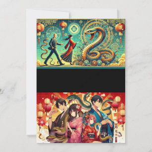 Tarjeta Festiva Año lunar de la serpiente 2025