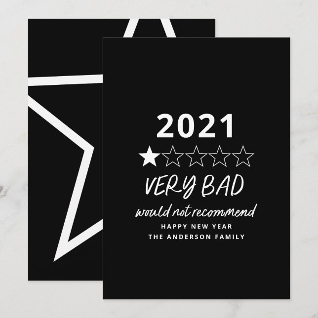 Tarjeta Festiva Año malo 2021 en revisión 5 estrellas (Anverso / Reverso)