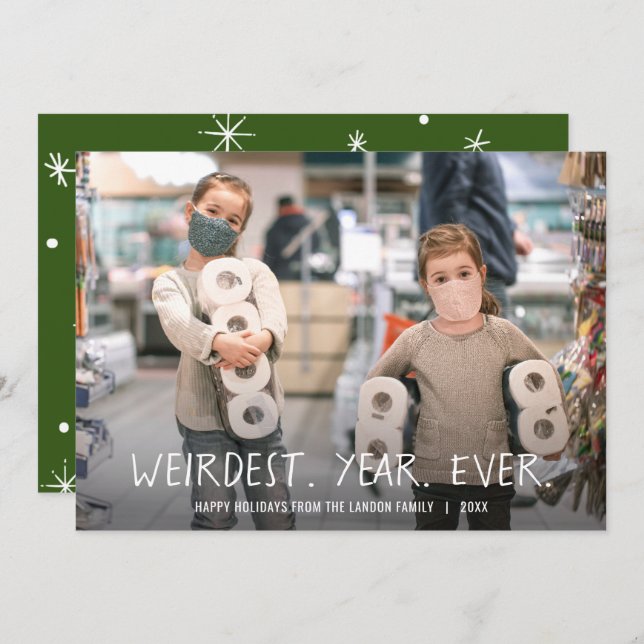 Tarjeta Festiva Año más raro - Foto de vacaciones (Anverso / Reverso)