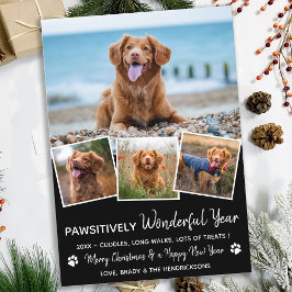 Tarjeta Festiva Año Mascota en revisión foto de perro Mascota negr