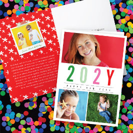 Tarjeta Festiva Año minimalista colorido 3 Foto moderna simple
