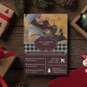 Tarjeta Festiva Año negro de búfalo en foto de Navidades de reseña