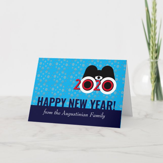 Tarjeta Festiva Año Nuevo 2020 Visión Copos de Nieve Año Nuevo (Anverso)