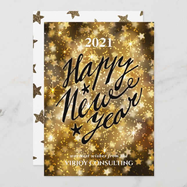 Tarjeta Festiva AÑO NUEVO 2021 | Corporate Business Festix Gold (Anverso / Reverso)