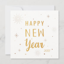 Año Nuevo 2021 de crema y oro feliz