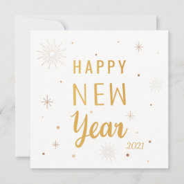Tarjeta Festiva Año Nuevo 2021 de crema y oro feliz